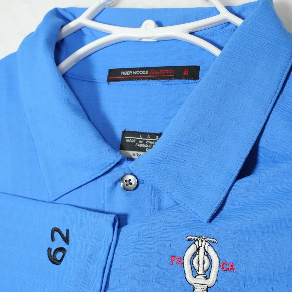 Nike Tiger Woods Collection Golf Polo‎ Fit Dry FSCA #62 Blue Short Sleeve Size L